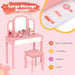 2-in-1 Kids Vanity Table – Pink | Princess Makeup Dressing Desk and Stool Set COSTWAY - Little and Giant Explorers Costway