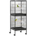 2-in-1 Large Bird Cage with Wheels – Black | Convertible Dual Budgie and Finch Cage PAWHUT - Little and Giant Explorers PawHut