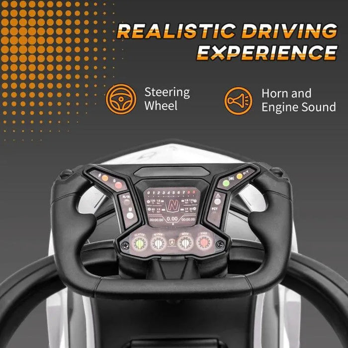 Kids Lamborghini Essenza SCV12 ride-on car dashboard with steering wheel and controls