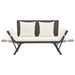 2-in-1 outdoor rattan garden bench convertible day bed with white cushions and adjustable sides