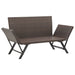 2-in-1 outdoor rattan garden bench with adjustable sides and dark woven frame