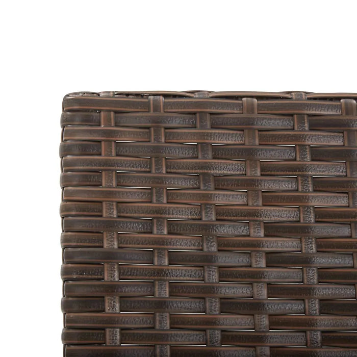 Close-up of brown rattan outdoor garden bench woven pattern