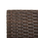 Close-up of brown rattan outdoor garden bench woven pattern