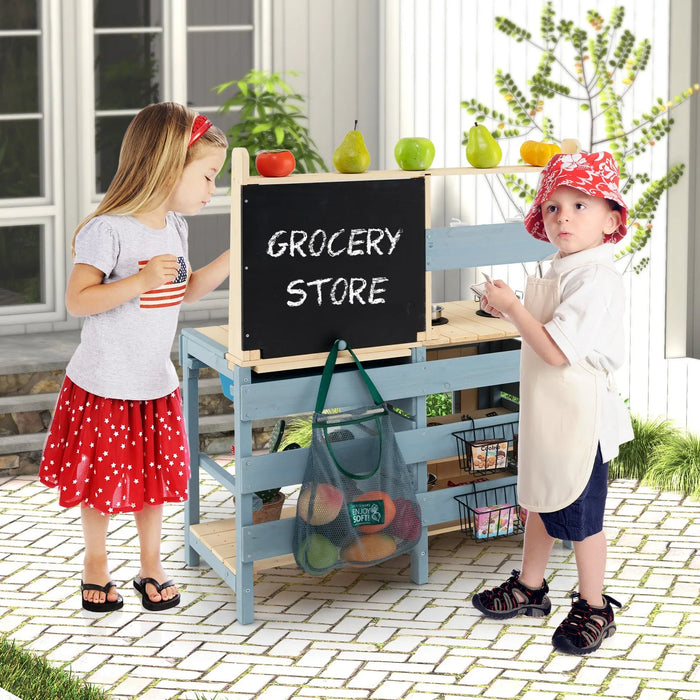 2-In-1 Outdoor Mud Kitchen with Accessories - Little and Giant Explorers Costway