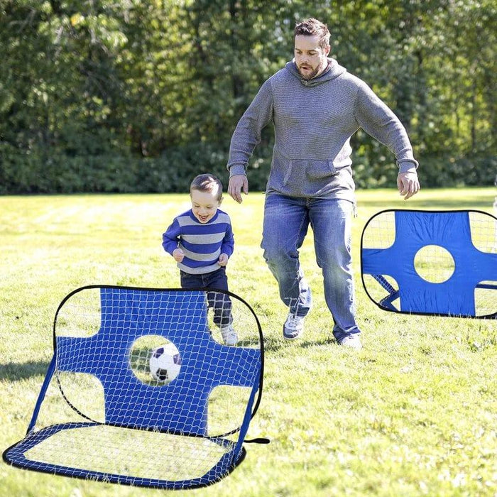 2-in-1 Pop Up Kids Football Nets for Goal Practice (123 x 80 x 80cm) - Little and Giant Explorers HOMCOM