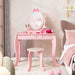 2-in-1 Princess Dressing Table with Mirror - Pink and White | Table and Stool Set COSTWAY - Little and Giant Explorers Costway