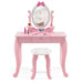 2-in-1 Princess Dressing Table with Mirror - Pink and White | Table and Stool Set COSTWAY - Little and Giant Explorers Costway