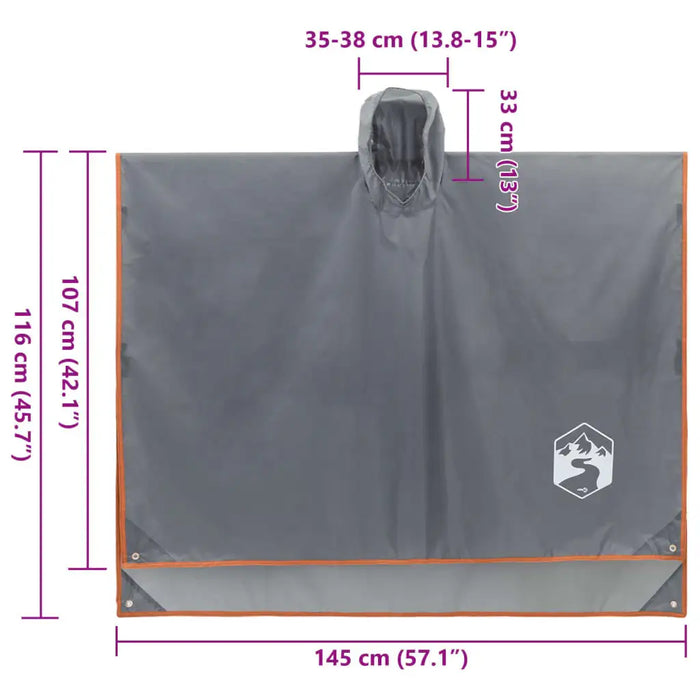 2-in-1 Rain Poncho and Camping Blanket – Grey | Adjustable Hood and Carry Bag VIDAXL - Little and Giant Explorers vidaXL