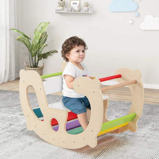 2-in-1 Rocking Horse Climbing Arch for Kids - Little and Giant Explorers Costway