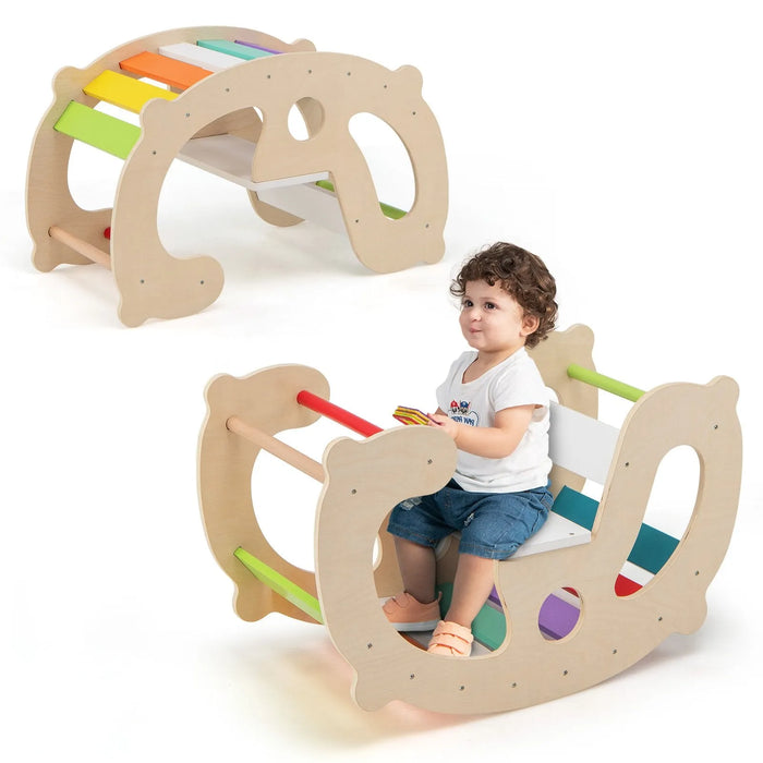 2-in-1 Rocking Horse Climbing Arch for Kids - Little and Giant Explorers Costway