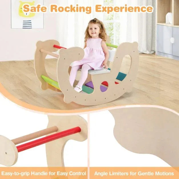 2-in-1 Rocking Horse Climbing Arch for Kids - Little and Giant Explorers Costway