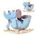 Blue plush elephant 2-in-1 rocking horse and convertible rocker with wooden base
