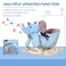 Blue plush elephant 2-in-1 rocking horse rocker with seat and music features for kids