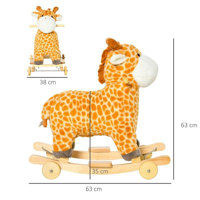 2-in-1 Rocking Ride-On Giraffe with Wheels and Realistic Sounds - Little and Giant Explorers HOMCOM