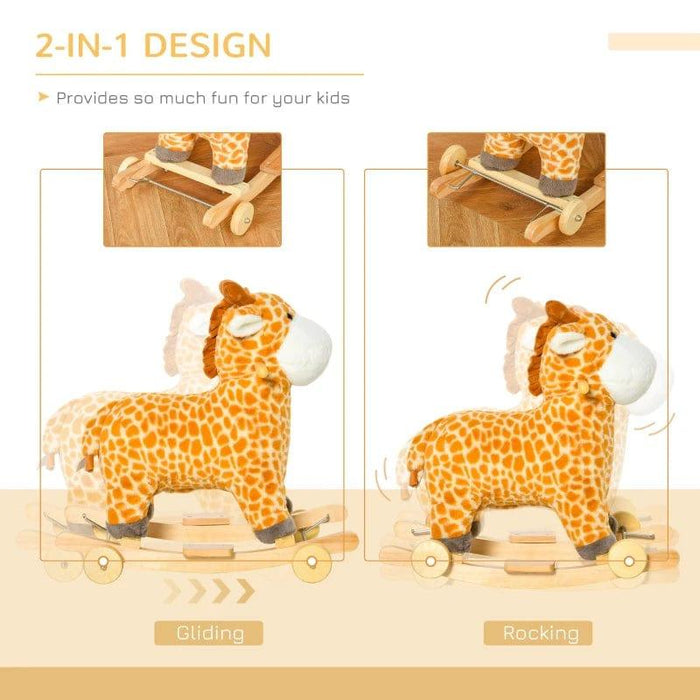 2-in-1 Rocking Ride-On Giraffe with Wheels and Realistic Sounds - Little and Giant Explorers HOMCOM