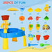 2-in-1 sand and water activity table play set with 25 colorful sensory toys for kids