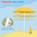 Yellow adjustable parasol umbrella with height range, included with sensory play set