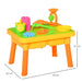 Colorful 2-in-1 sand and water sensory play table set with beach toys and dual compartments