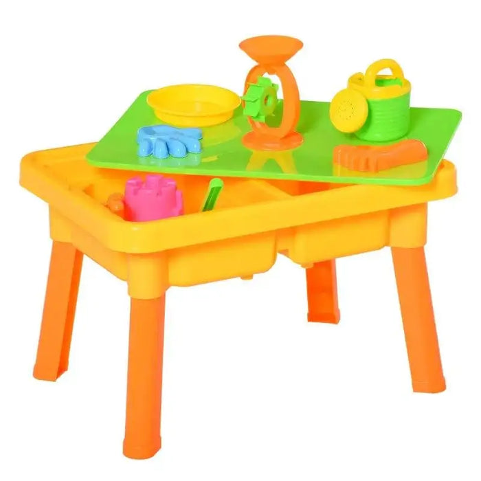 2-in-1 sand and water table sensory play set with colorful plastic accessories
