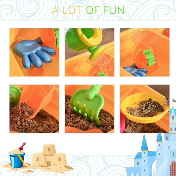 2-in-1 sand and water table sensory play set with colorful tools and sand, kids' toy