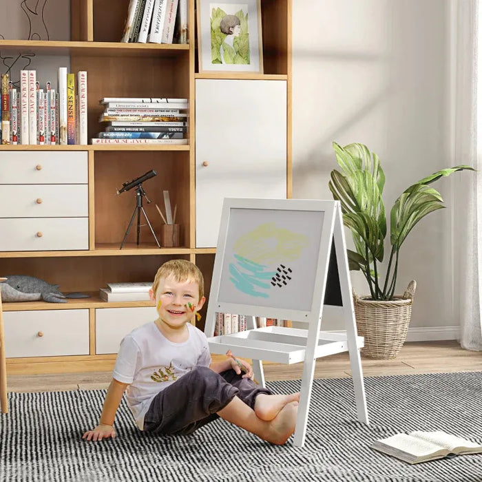 2 in 1 Standing Easel for Toddlers in White - Little and Giant Explorers AIYAPLAY