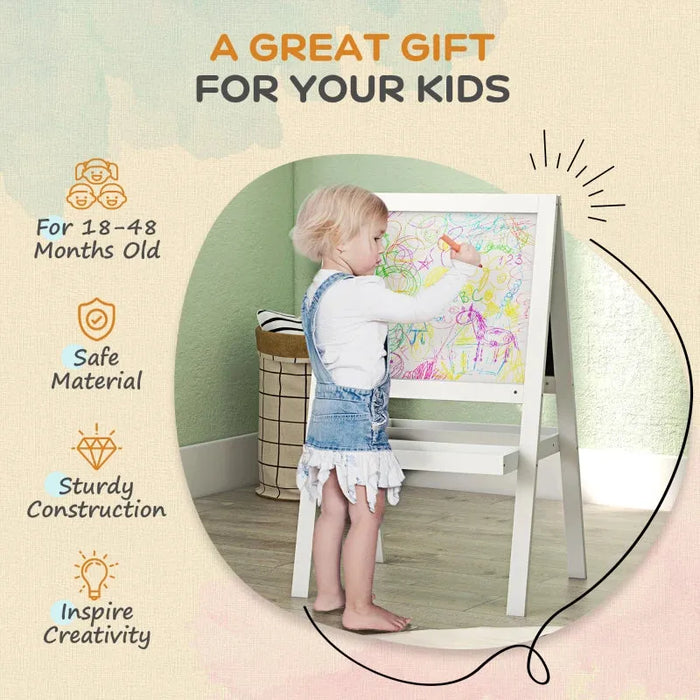 2 in 1 Standing Easel for Toddlers in White - Little and Giant Explorers AIYAPLAY