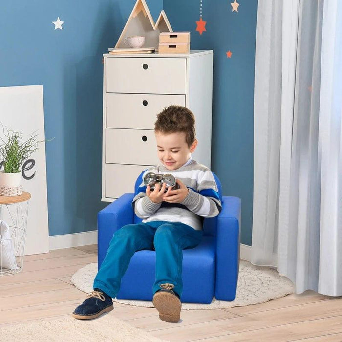 2-in-1 Toddler Sofa Chair in Blue - Little and Giant Explorers HOMCOM