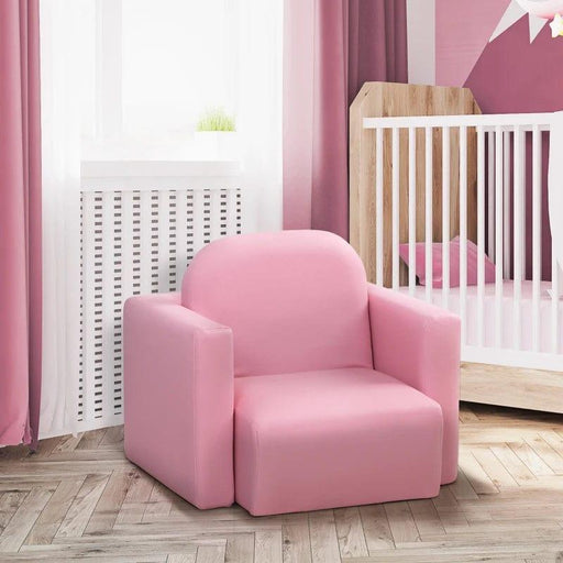 2-in-1 Toddler Sofa Chair in Pink - Little and Giant Explorers HOMCOM