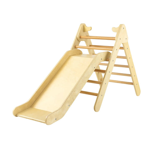 2-in-1 Wooden Climbing Frame with Gradient Adjustable Slide - Little and Giant Explorers Costway