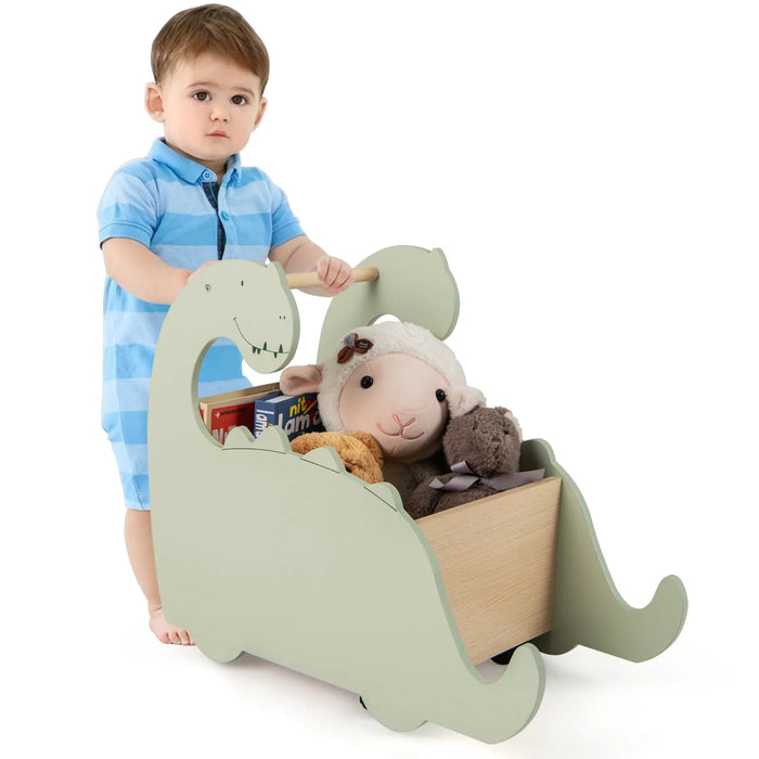 2-in-1 Wooden Dino Push Walker for Toddlers - Little and Giant Explorers Costway