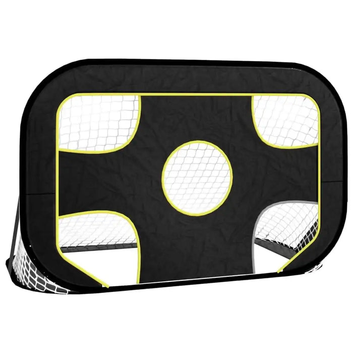2-in-1 football goal net with black and yellow frame and target holes, 120x80cm