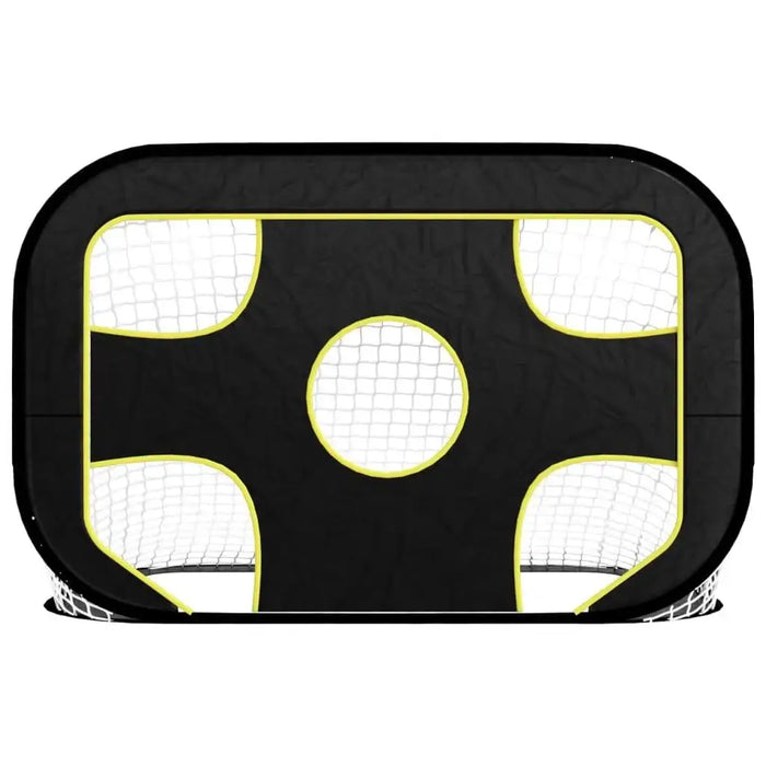 2-in-1 black and yellow football goal net with target holes for soccer training