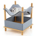 2-Tier Wooden Cat House with Convertible Hammock - Little and Giant Explorers Costway