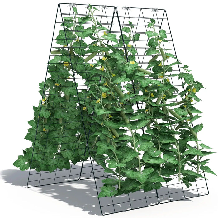2-Pack Garden Cucumber Trellis – Green | Adjustable A-Frame Design - Rustproof Steel COSTWAY - Little and Giant Explorers Costway