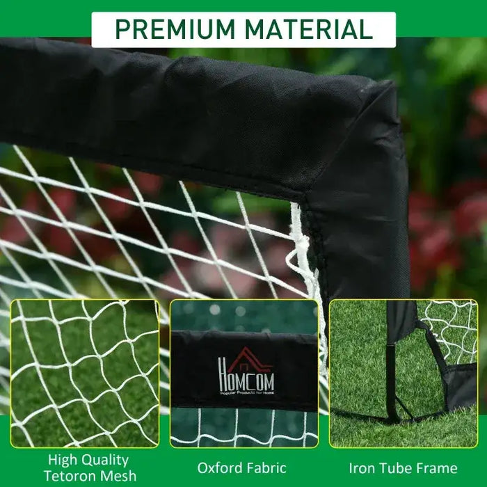 Set of 2 Foldable Football Goal Nets in Black (183 x 90 x 90cm) - Little and Giant Explorers HOMCOM
