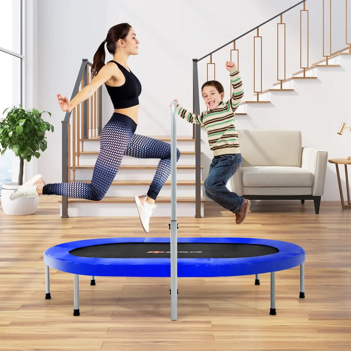 2-Person Double Oval Trampoline - Blue | Adjustable Handle - Fitness Rebounder COSTWAY - Little and Giant Explorers Costway