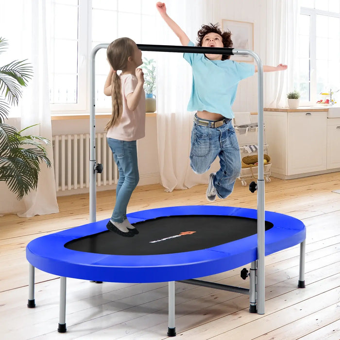 2-Person Double Oval Trampoline - Blue | Adjustable Handle - Fitness Rebounder COSTWAY - Little and Giant Explorers Costway
