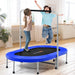 2-Person Double Oval Trampoline - Blue | Adjustable Handle - Fitness Rebounder COSTWAY - Little and Giant Explorers Costway