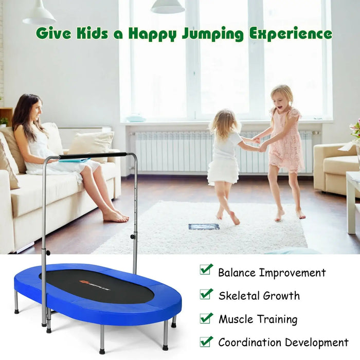 2-Person Double Oval Trampoline - Blue | Adjustable Handle - Fitness Rebounder COSTWAY - Little and Giant Explorers Costway