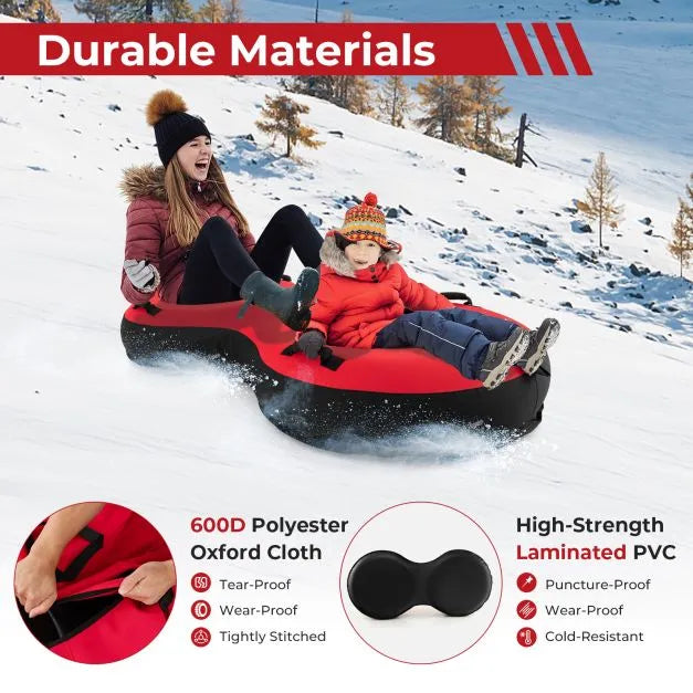 2 Person Inflatable Snow Tube in Red - Little and Giant Explorers Costway