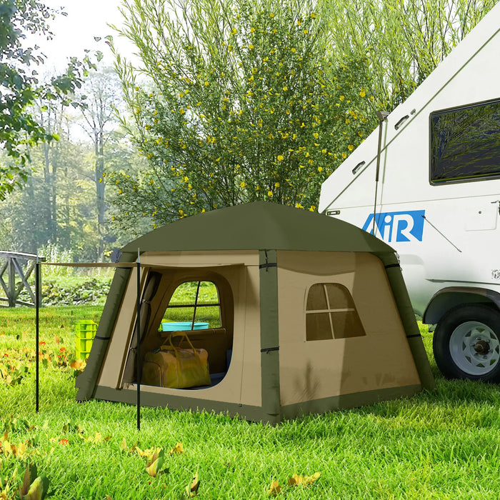 Waterproof Inflatable Camping Tent with Pump in Brown (2 persons) - Little and Giant Explorers Outsunny