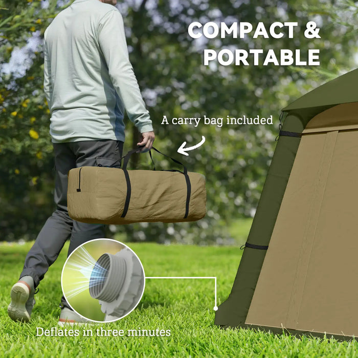 Waterproof Inflatable Camping Tent with Pump in Brown (2 persons) - Little and Giant Explorers Outsunny