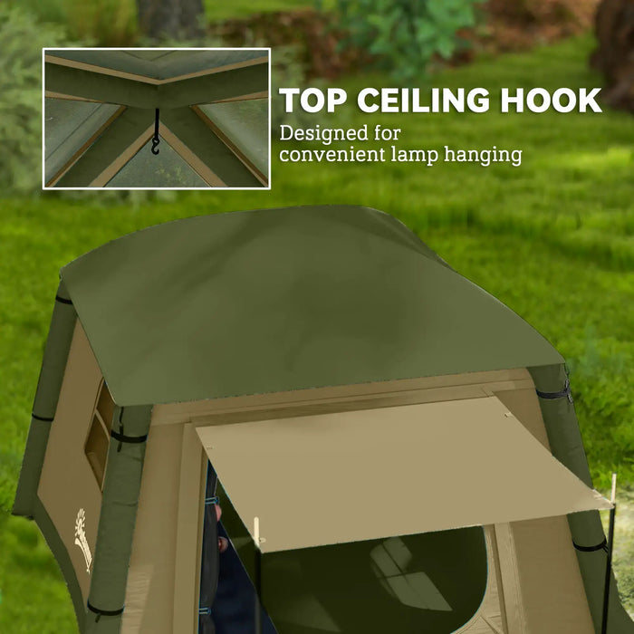 Waterproof Inflatable Camping Tent with Pump in Brown (2 persons) - Little and Giant Explorers Outsunny