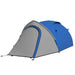 Blue and grey 2-person dome tent with front vestibule, waterproof camping gear