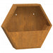 Hexagonal corten steel wall planter with rusted weathering steel finish for garden decor