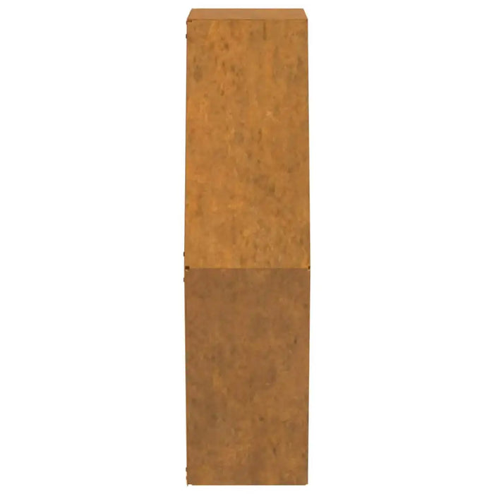 Two-piece corten steel wall planter set in weathering steel with rustic brown finish