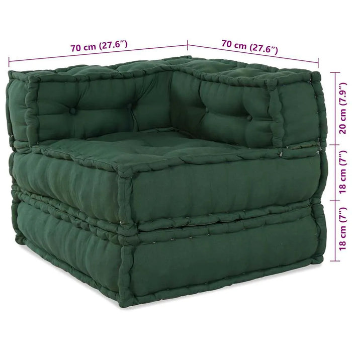 2-Piece Fabric Modular Sofa – Green | Pouffe Set - Space-Saving Modern Design VIDAXL - Little and Giant Explorers