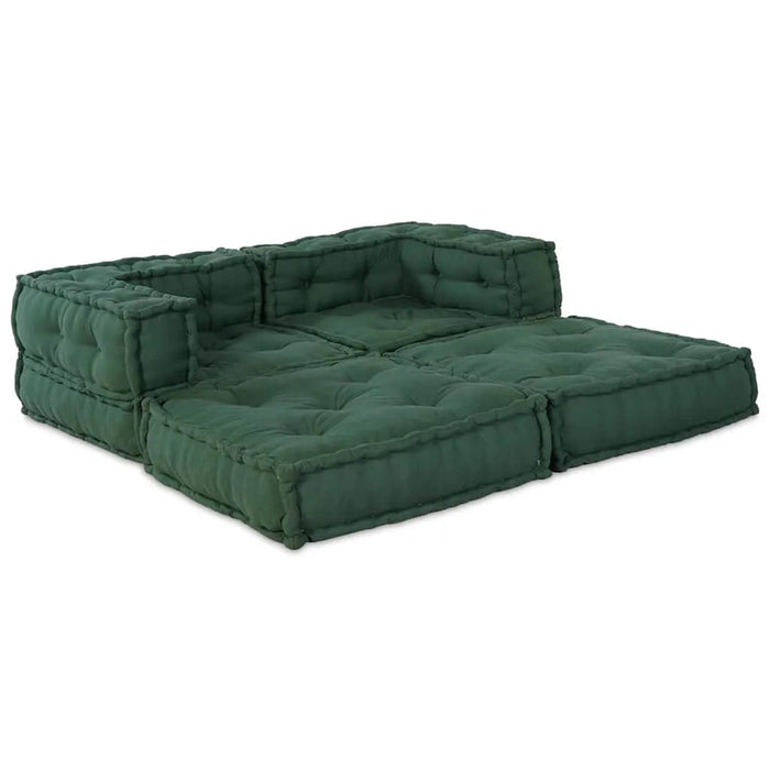 2-Piece Fabric Modular Sofa – Green | Pouffe Set - Space-Saving Modern Design VIDAXL - Little and Giant Explorers