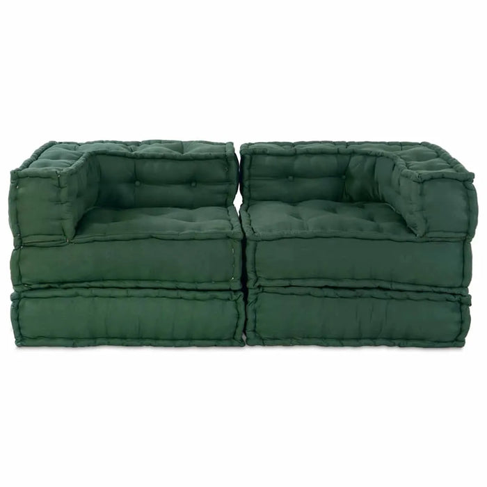 2-Piece Fabric Modular Sofa – Green | Pouffe Set - Space-Saving Modern Design VIDAXL - Little and Giant Explorers