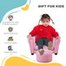 Toddler sitting on pink kids armchair set with matching footstool, gift for kids